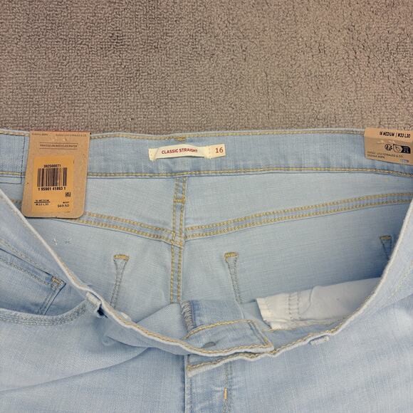 New Levis Classic Straight Jeans Women's 16 Medium Blue Denim Stretch Hypersoft - Picture 4 of 9